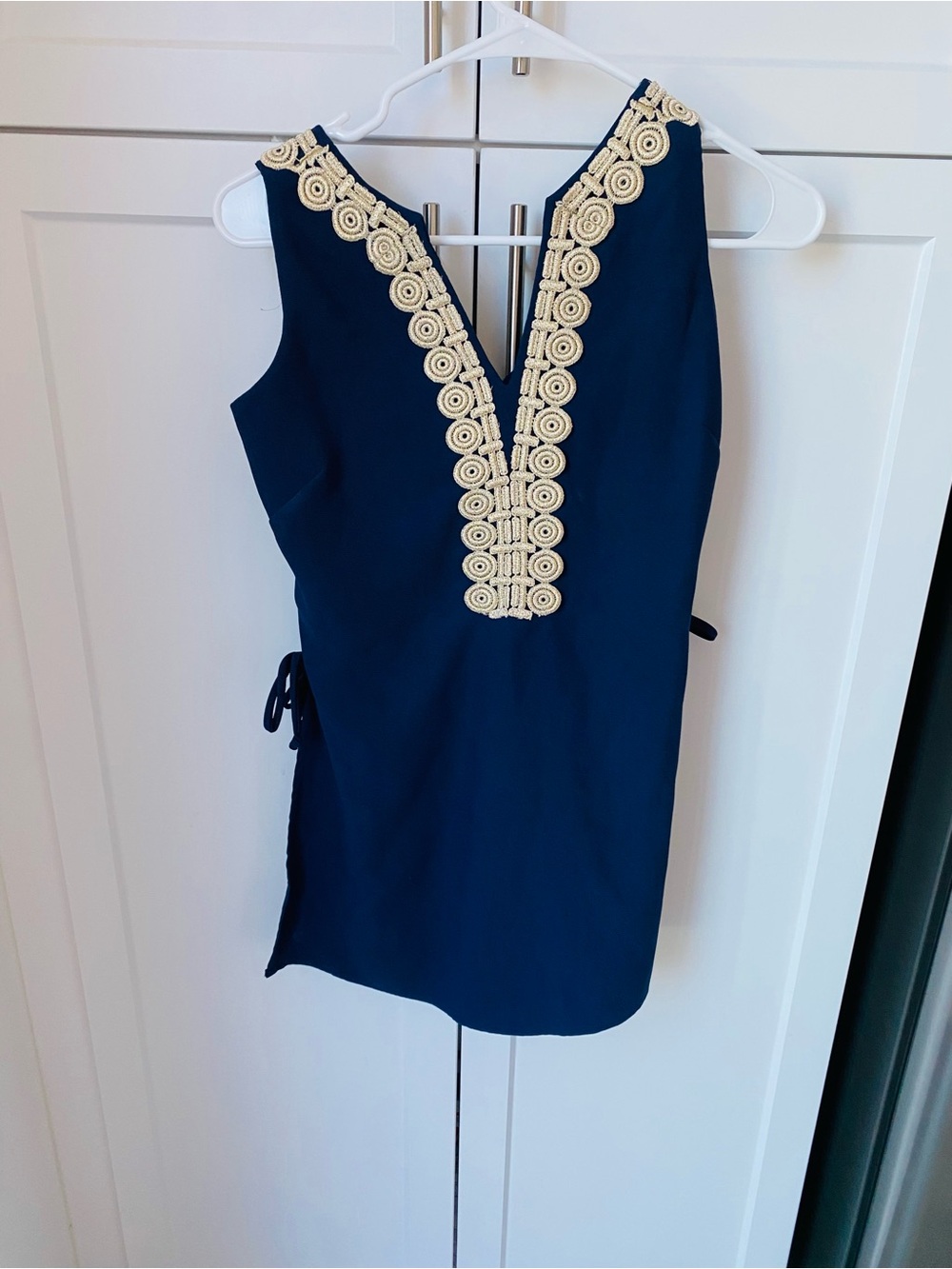 Lilly Pulitzer womens size 00 navy romper dress gold detailing